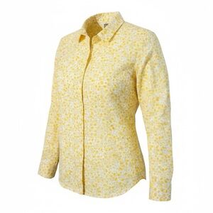 Croft And Barrow Yellow Floral Button Down Shirt XL Cottagecore Casual
